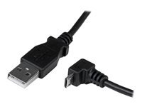 StarTech.com 2m Micro USB Cable Cord - A to Down Angle Micro B - Down Angled Micro USB Cable - 1x USB A (M), 1x USB Micro B (M) - Black (USBAUB2MD) - USB-kabel - Micro-USB type B (hann) til USB (hann) - USB 2.0 - 2 m - formstøpt, 90° kontakt - svart USBAUB2MD