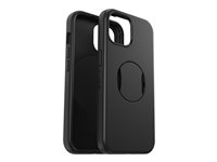 OtterBox OtterGrip Symmetry Series - Baksidedeksel for mobiltelefon - MagSafe-samsvar - polykarbonat, syntetisk gummi - svart - for Apple iPhone 13, 14, 15 77-93189