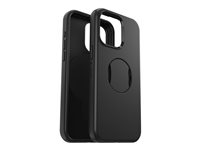 OtterBox OtterGrip Symmetry Series - Baksidedeksel for mobiltelefon - MagSafe-samsvar - polykarbonat, syntetisk gummi - svart - for Apple iPhone 15 Pro Max 77-93170