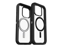 OtterBox Defender Series XT - Baksidedeksel for mobiltelefon - robust - MagSafe-samsvar - polykarbonatskall, syntetisk gummi - mørk side (klar / svart) - for Apple iPhone 15 Pro 77-93267