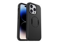 OtterBox OtterGrip Symmetry Series - Baksidedeksel for mobiltelefon - MagSafe-samsvar - polykarbonat, syntetisk gummi, plastikk - svart - for Apple iPhone 14 Pro 77-89350