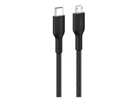 Belkin BoostCharge Pro - USB-kabel - 24 pin USB-C (hann) til Micro-USB type B (hann) - 1 m - flettet kabel, USB Power Delivery (15W) CAB026HQ1MBK