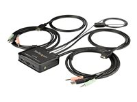 StarTech.com 2 Port HDMI KVM Switch, 4K 60Hz, Compact Dual Port UHD/Ultra HD USB Desktop KVM Switch with Integrated 4ft Cables & Audio, Bus Powered & Remote Switching, MacBook ThinkPad - 4K KVM Switch w/ Audio (SV211HDUA4K) - KVM / lydsvitsj - 2 x KVM/lyd - 1 lokalbruker - stasjonær SV211HDUA4K