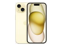 Apple iPhone 15 - 5G smartphone - dobbelt-SIM / Internminne 512 GB - OLED-display - 6.1" - 2556 x 1179 piksler - 2x bakkameraer 48 MP, 12 MP - front camera 12 MP - gul MTPF3QN/A