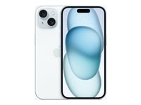 Apple iPhone 15 - 5G smartphone - dobbelt-SIM / Internminne 128 GB - OLED-display - 6.1" - 2556 x 1179 piksler - 2x bakkameraer 48 MP, 12 MP - front camera 12 MP - blå MTP43QN/A