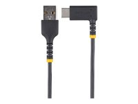 StarTech.com 1ft (30cm) USB A to C Charging Cable Right Angle, Heavy Duty Fast Charge USB-C Cable, USB 2.0 A to Type-C, Durable and Rugged Aramid Fiber, 3A, S20/iPad/Pixel - High Quality USB Charging Cord (R2ACR-30C-USB-CABLE) - USB-kabel - USB (hann) rett til 24 pin USB-C (hann) rettvinklet - Thunderbolt 3 / USB 2.0 - 3 A - 30 cm - svart R2ACR-30C-USB-CABLE
