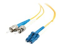 C2G LC-ST 9/125 OS1 Duplex Singlemode PVC Fiber Optic Cable (LSZH) - Koblingskabel - ST-enkeltmodus (hann) til LC-enkeltmodus (hann) - 1 m - fiberoptisk - dupleks - 9 / 125 micron - OS1 - halogenfri - gul 85595