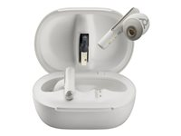Poly Voyager Free 60+ UC - True wireless-hodetelefoner med mikrofon - i øret - Bluetooth - aktiv støydemping - USB-C via Bluetooth-adapter - sandhvit - Zoom Certified 7Y8G6AA