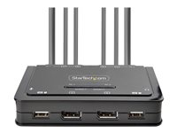 StarTech.com 2-Port Dual-Monitor DisplayPort Cable KVM Switch, 4K 60Hz, Compact KVM with 5ft/1.5m USB-A/DisplayPort/Audio Integrated Cables, Bus Powered - Remote Push Button/Hotkey Switching (C2-DD46-UA2-CBL-KVM) - KVM / lyd / USB-svitsj - kompakt - 2 x KVM/lyd/USB - 1 lokalbruker - stasjonær C2-DD46-UA2-CBL-KVM