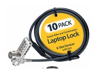 StarTech.com 10-Pack Dual-Access Laptop Lock, 6.5ft (2m) Keyed Alike and Combination Security Cable Lock for K-Slot Devices, Computer Anti-Theft Steel Cable - Sikkerhetskabellås - svart og sølv - 2 m (en pakke 10) DUALKA10-LAPTOP-LOCK