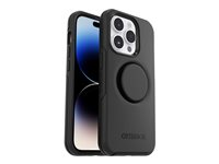 OtterBox Otter + Pop Symmetry Series - Baksidedeksel for mobiltelefon - antimikrobielt - polykarbonat, syntetisk gummi - svart - for Apple iPhone 14 Pro 77-88758