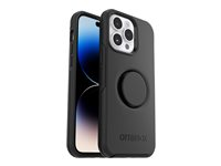 OtterBox Otter + Pop Symmetry Series - Baksidedeksel for mobiltelefon - antimikrobielt - polykarbonat, syntetisk gummi - svart - for Apple iPhone 14 Pro Max 77-88769