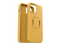 OtterBox OtterGrip Symmetry Series - Baksidedeksel for mobiltelefon - MagSafe-samsvar - polykarbonat, syntetisk gummi - poppelglimmer 2.0 (gul) - for Apple iPhone 15 77-93203