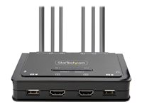 StarTech.com 2-Port Dual-Monitor HDMI Cable KVM Switch, 4K 60Hz, Compact KVM with 5ft/1.5m USB-A/HDMI/Audio Integrated Cables, Bus Powered - Remote Push Button/Hotkey Switching (C2-DH46-UA2-CBL-KVM) - KVM / lyd / USB-svitsj - kompakt - 2 x KVM/lyd/USB - 1 lokalbruker - stasjonær C2-DH46-UA2-CBL-KVM