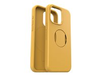 OtterBox OtterGrip Symmetry Series - Baksidedeksel for mobiltelefon - MagSafe-samsvar - polykarbonat, syntetisk gummi - poppelglimmer 2.0 (gul) - for Apple iPhone 15 Pro Max 77-93184