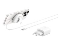 Belkin BoostCharge Pro - Trådløs ladepute - magnetisk + AC-strømadapter - 15 watt - Fast Charge - hvit WIA011KQWH