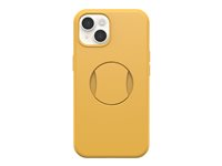 OtterBox OtterGrip Symmetry Series - Baksidedeksel for mobiltelefon - MagSafe-samsvar - polykarbonat, syntetisk gummi - poppelglimmer 2.0 (gul) - for Apple iPhone 15 Pro 77-93146