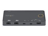 StarTech.com 2 Port Hybrid USB-A + HDMI & USB-C KVM Switch, Single 4K 60Hz HDMI 2.0 Monitor, Compact Desktop and/or Laptop HDMI KVM Switch, USB Bus Powered, Thunderbolt 3 Compatible - 2 Port HDMI KVM Switch (SV221HUC4K) - KVM / lydsvitsj - 2 x KVM/lyd - stasjonær SV221HUC4K
