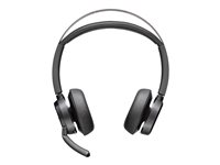 Poly Voyager Focus 2-M - Hodesett - on-ear - Bluetooth - trådløs, kablet - USB-A via Bluetooth-adapter - svart - Certified for Microsoft Teams 77Y87AA