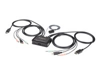 StarTech.com 2 Port DisplayPort KVM Switch, 4K 60Hz, Compact Dual Port UHD DP 1.2 USB Desktop KVM Switch w/ Integrated 4ft Cables & Audio, Bus Powered & Remote Switching, MacBook ThinkPad - 4K KVM Switch w/ Audio (SV211DPUA4K) - KVM / lydsvitsj - 2 x KVM/lyd - stasjonær SV211DPUA4K