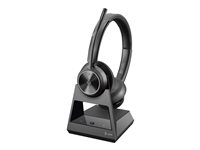 Poly Savi 7320 - Savi 7300 series - hodesett - on-ear - DECT - trådløs - USB-A via DECT adapter - svart - Certified for Microsoft Teams, UC-sertifisert 8L553AA#ABB
