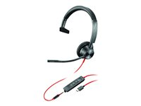 Poly Blackwire 3315-M - Blackwire 3300 series - hodesett - on-ear - kablet - 3,5 mm jakk, USB-C - svart - Certified for Microsoft Teams 76J15AA