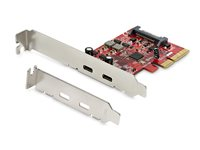 StarTech.com PCIe USB 3.1 Card, 2x USB C 3.1 Gen 2 10Gbps, PCIe Gen 3 x4, ASM3142 Chipset, USB Type-C PCI Express Card, 2-Port USB 3.2 Gen 2x1 Expansion Add-On Card, Windows, macOS, Linux - Full/Low-Profile - USB-adapter - PCIe 3.0 x4 lav profil - USB-C 3.1 Gen 2 x 2 - for P/N: S252BU313R PEXUSB312C3