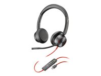 Poly Blackwire 8225 - Blackwire 8200 series - hodesett - on-ear - kablet - aktiv støydemping - USB-C - svart - Zoom Certified 772K4AA