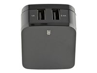 StarTech.com Travel USB Wall Charger - 2 Port - Black - Universal Travel Adapter - International Power Adapter - USB Charger (USB2PACBK) - Strømadapter - 17 watt - 3.4 A - 2 utgangskontakter (USB) - svart - for P/N: USBLT1MWS, USBLT2MBR, USBLT2MW, USBLT30CMW, USBLTM1MBK, USBLTM1MWH, VID2VGATV3 USB2PACBK